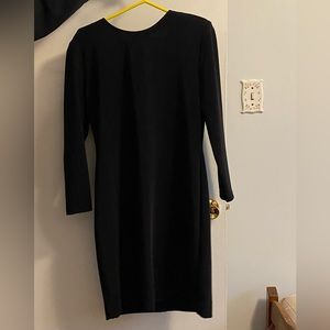 black long sleeve dress with gold detailing
